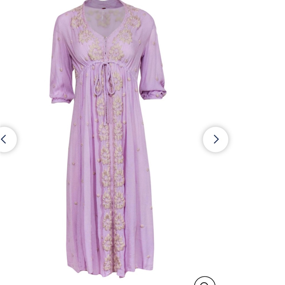 Free People - Lilac Long Sleeve Embroidered Maxi Dress Size Small
